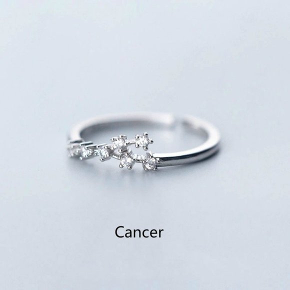 Jewelry - 925 Sterling Silver Zodiac Resizable Ring-Cancer